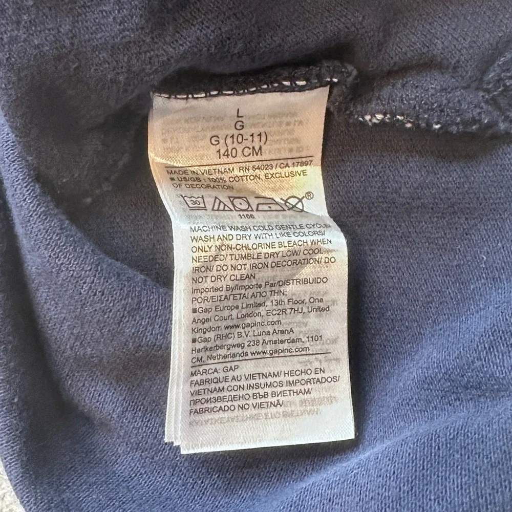 Gap Polo Shirt Kids L 10-11 Navy Blue V-FRC SS Logo Tapestry Navy 843607-00